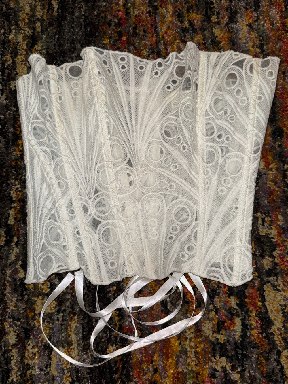 EGO Sheer Ivory Lace Bustier Corset Top S